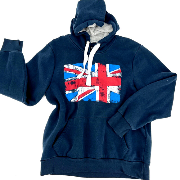 Cedar Wood State Navy British Flag Pullover Hoodie Size XL - Picture 1 of 8